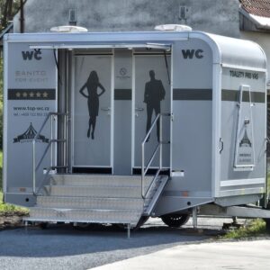 Sanitární přívěs L, pronájem splachovacích toalet, TOP-WC.CZ